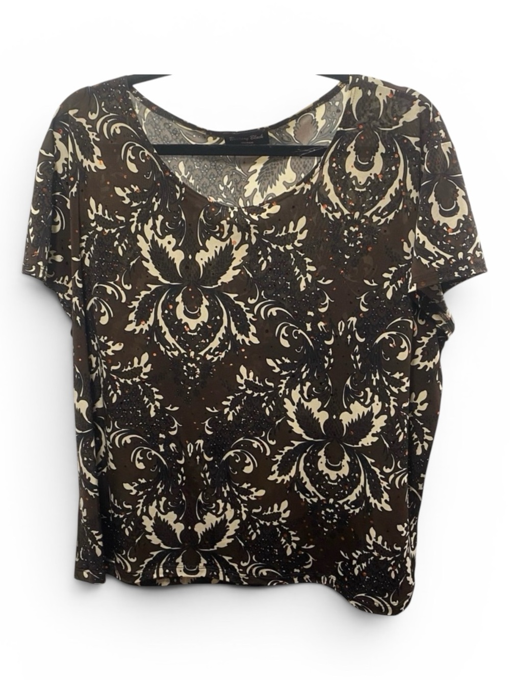 Brittany Black Woman Short Sleeve Brown/Black Shimmer Top size 3X